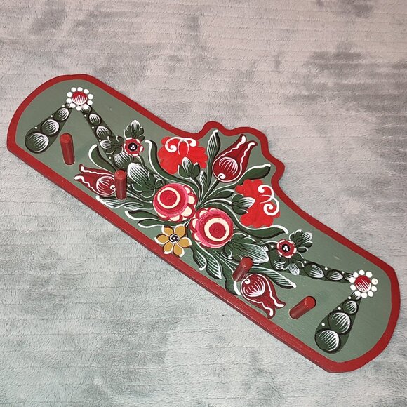 Folk Transylvanian Key Hanger Hand painted Wooden Traditional Authentic Design - Picture 1 of 12